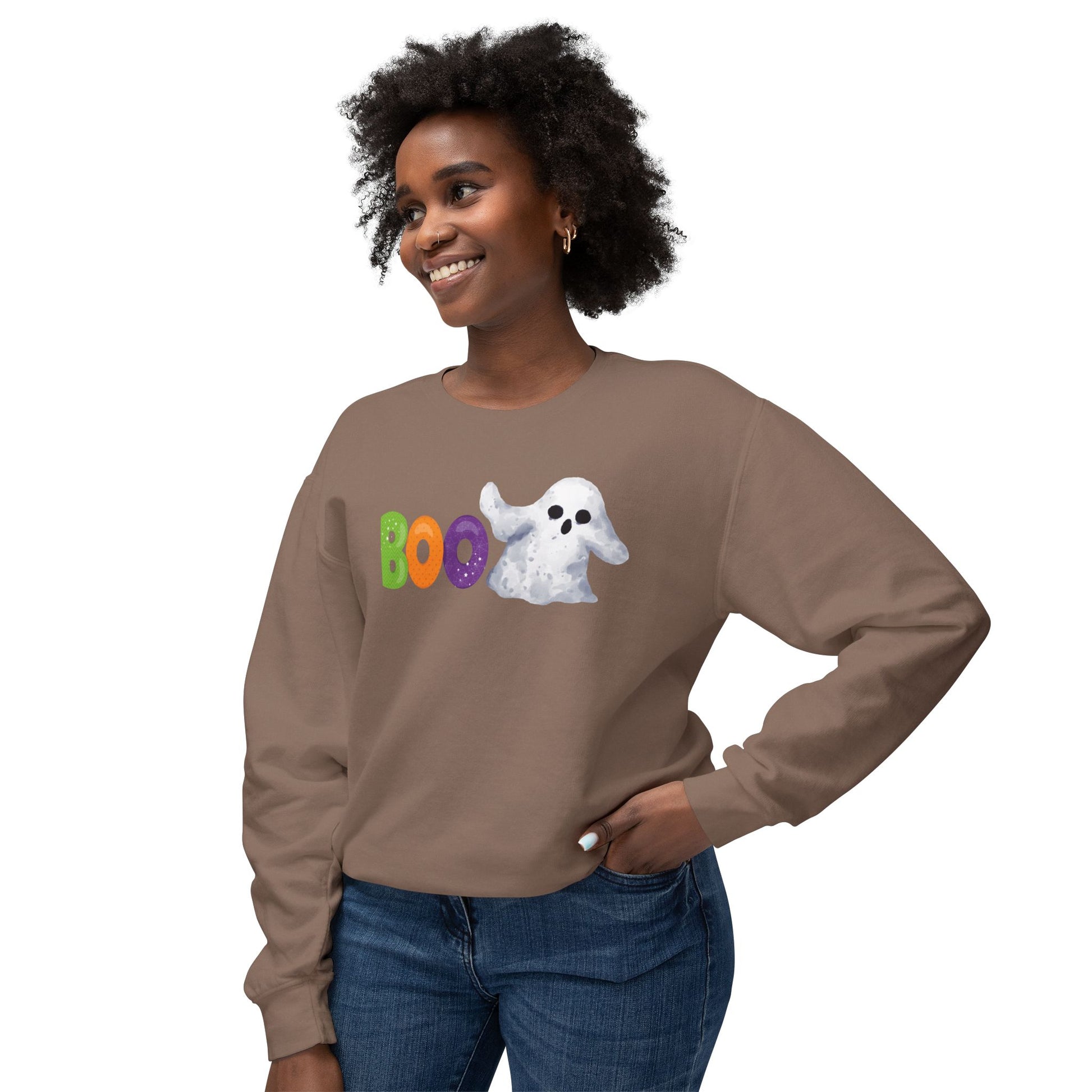 Halloween Ghost Boo Sweatshirt, Unisex Crewneck for Fall Celebrations, Cozy Casual Wear, Halloween Gift, Spooky Season Apparel