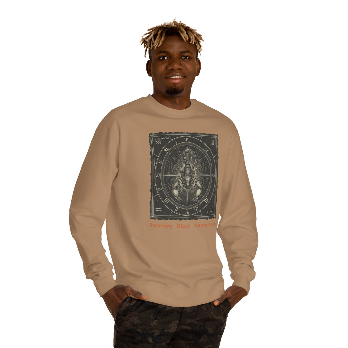 Vintage inspired Horoscope for Scorpio Sweatshirt — Intense • Kind • Secretive Giftable Zodiac crew unisex sweatshirt