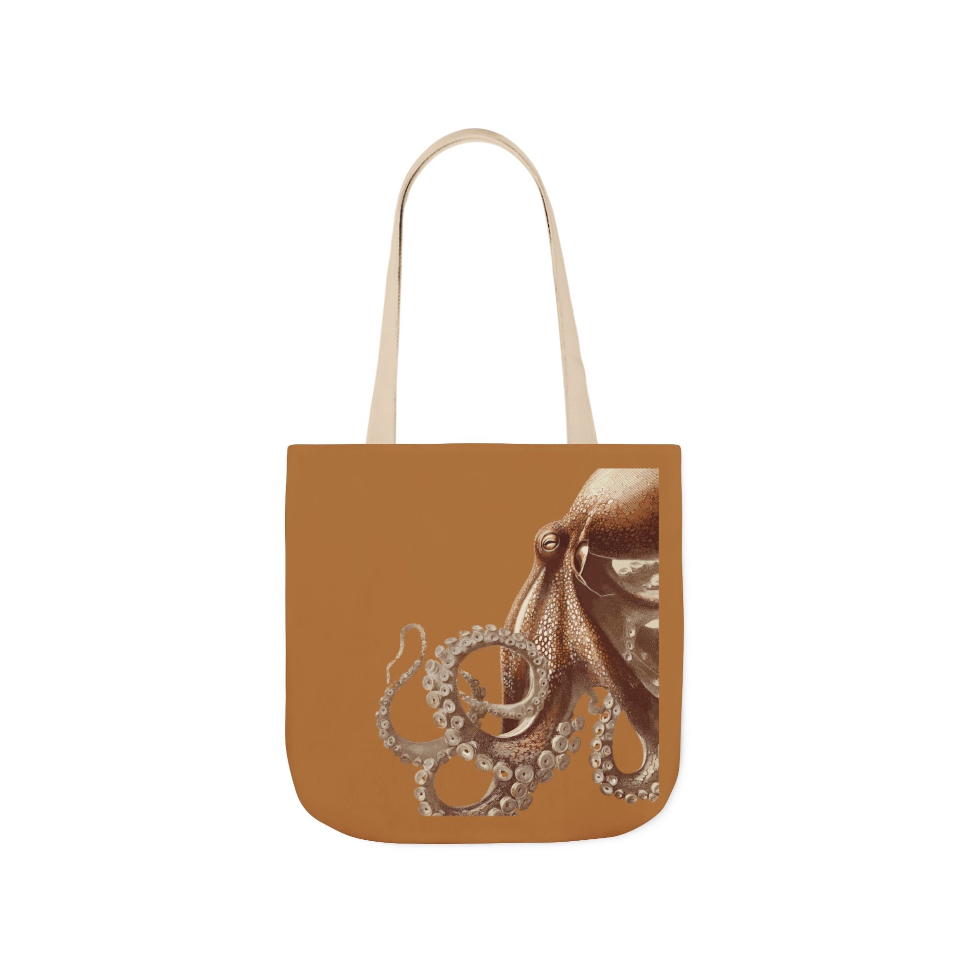 Nautical Octopus Canvas Tote Bag with Color Straps, Boho Beach Bag, Eco-Friendly Grocery Tote, Gift for Sea Lovers, Nautical Art Tote