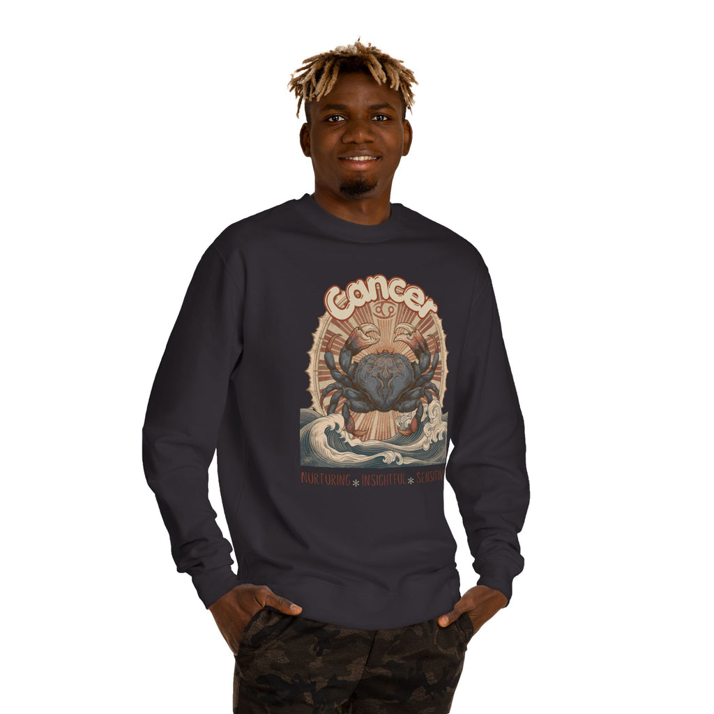 Retro inspired Horoscope for Cancer Zodiac sign Crewneck Sweatshirt — Giftable for Cancer birthdays