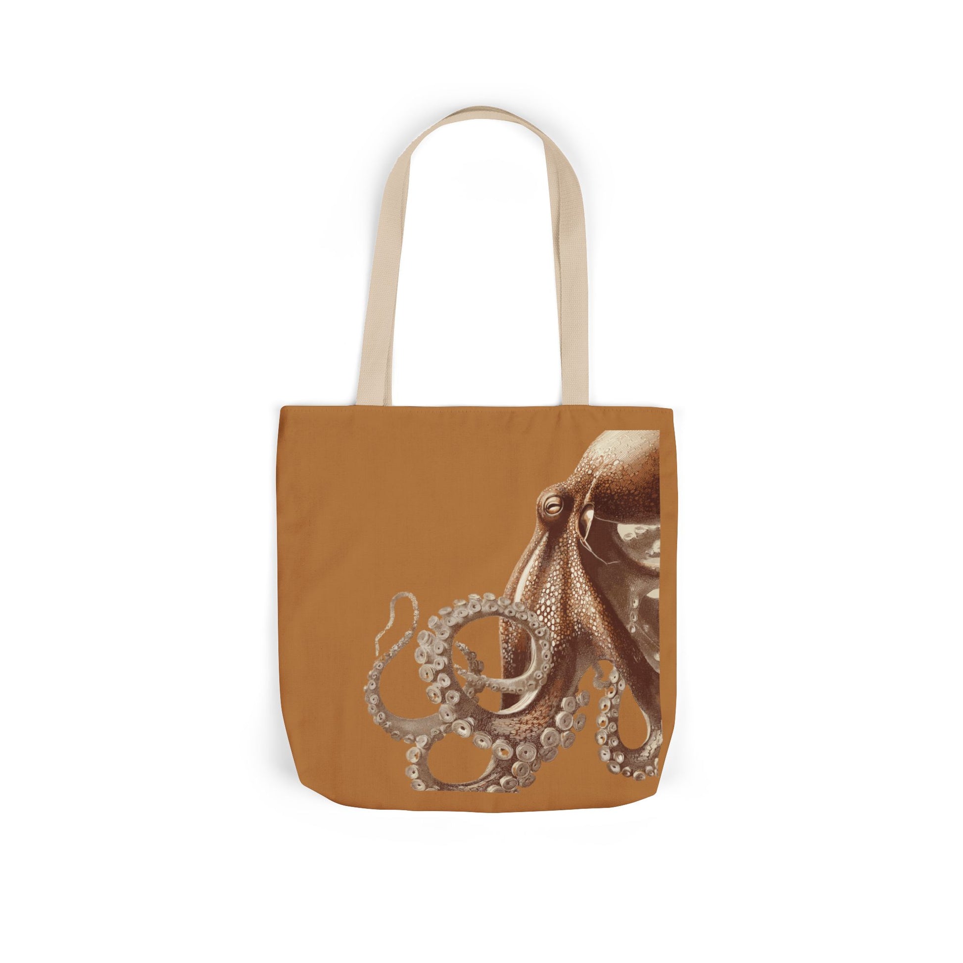 Nautical Octopus Canvas Tote Bag with Color Straps, Boho Beach Bag, Eco-Friendly Grocery Tote, Gift for Sea Lovers, Nautical Art Tote