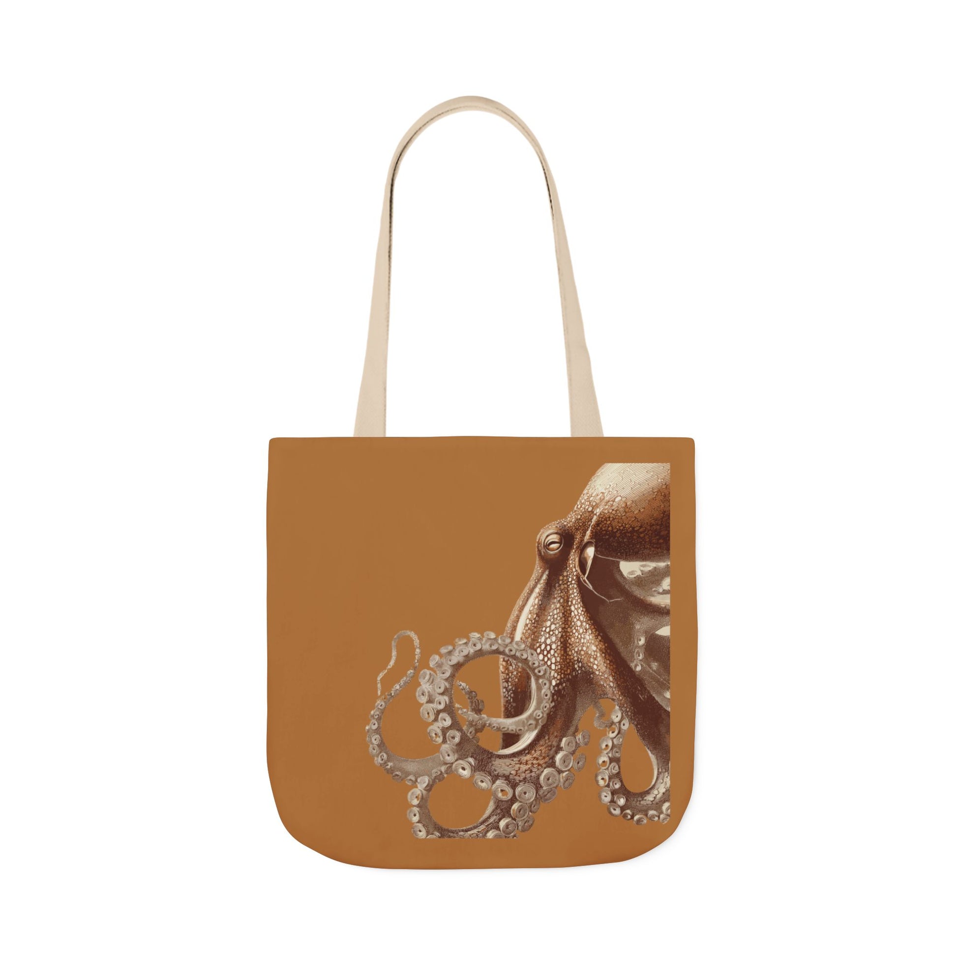 Nautical Octopus Canvas Tote Bag with Color Straps, Boho Beach Bag, Eco-Friendly Grocery Tote, Gift for Sea Lovers, Nautical Art Tote