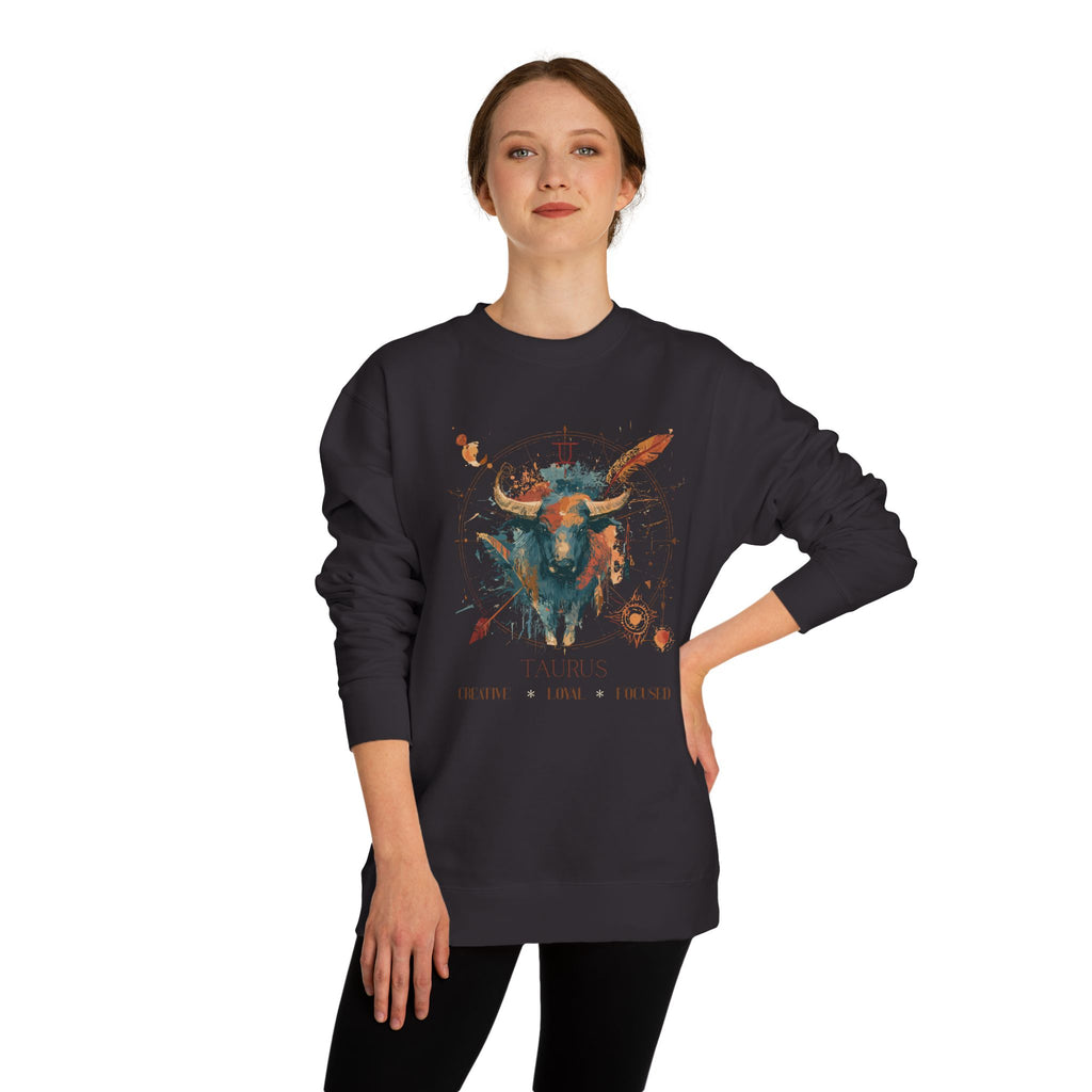 Retro inspired Taurus Zodiac Crewneck Sweatshirt — Muted desert colors Horoscope birthdays giftables