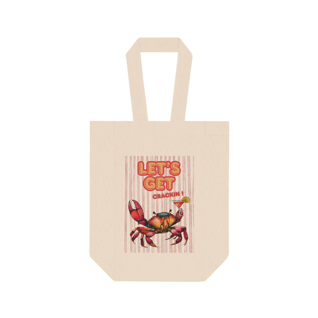 Let's Get Crackin' Crab Wine Tote — Double Bottle Canvas Wine Bag