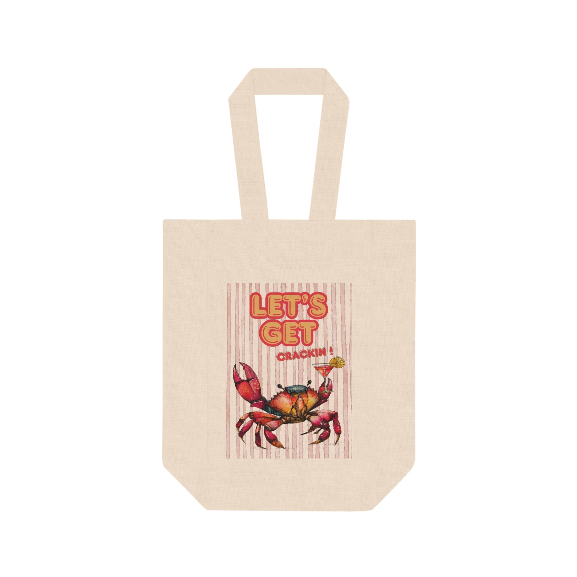 Let's Get Crackin' Crab Wine Tote — Double Bottle Canvas Wine Bag