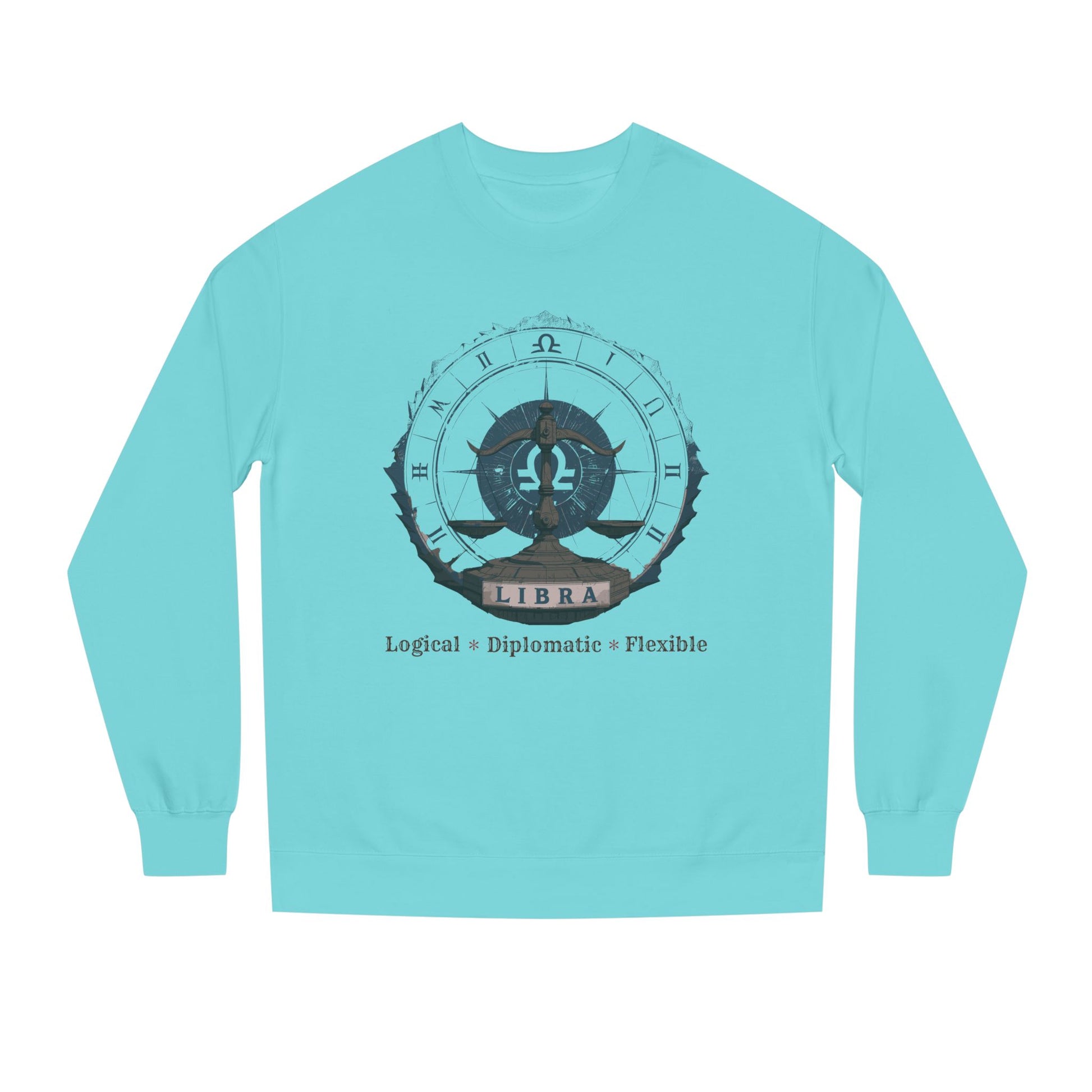 Vintage inspired Libra Zodiac Sweatshirt – Libra Scales Crewneck (Logical • Diplomatic • Flexible Birthdays & celebrations
