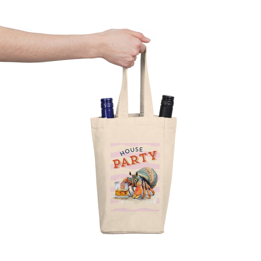 Wine Tote Bag — "House Party" Double Bottle Carrier Tote