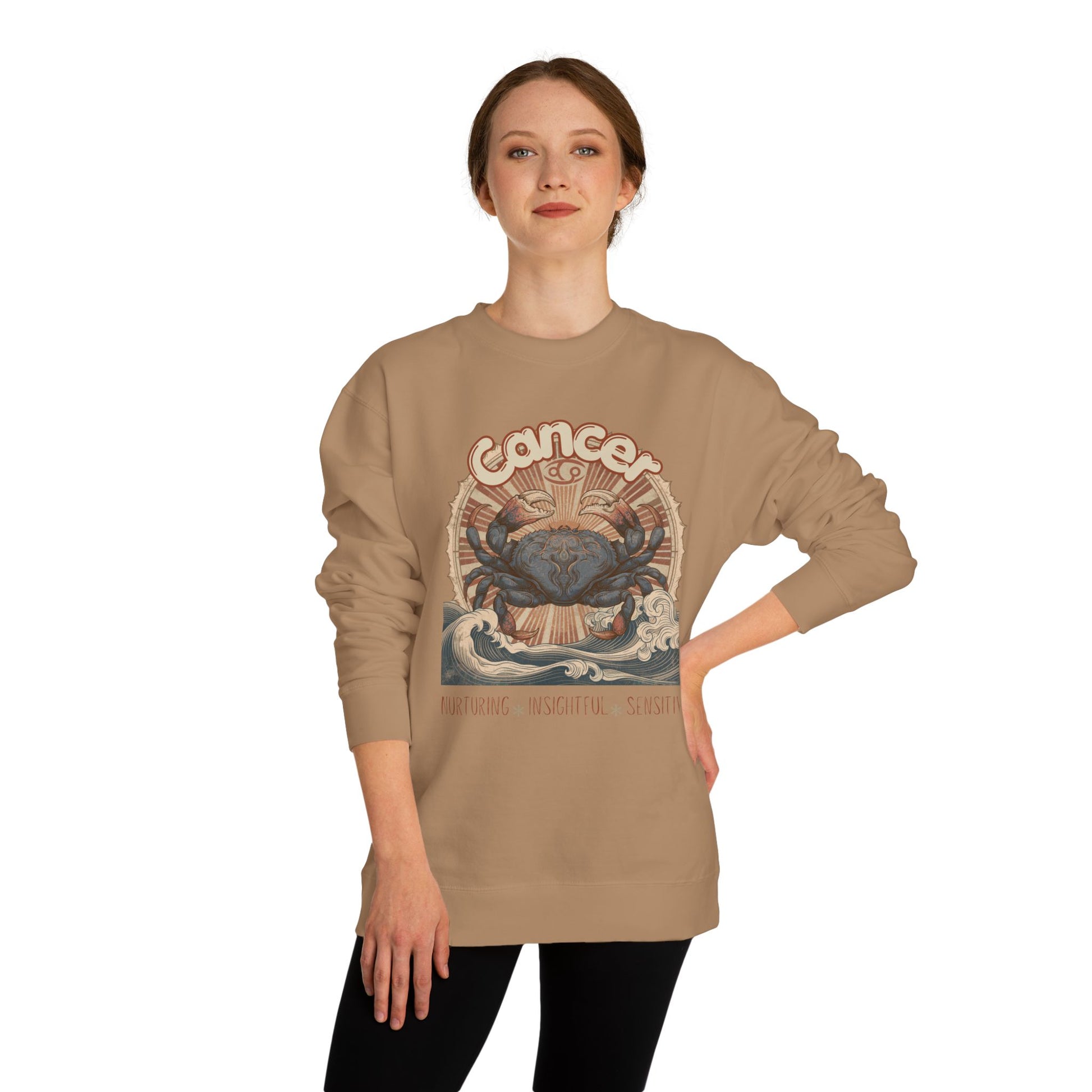 Retro inspired Horoscope for Cancer Zodiac sign Crewneck Sweatshirt — Giftable for Cancer birthdays