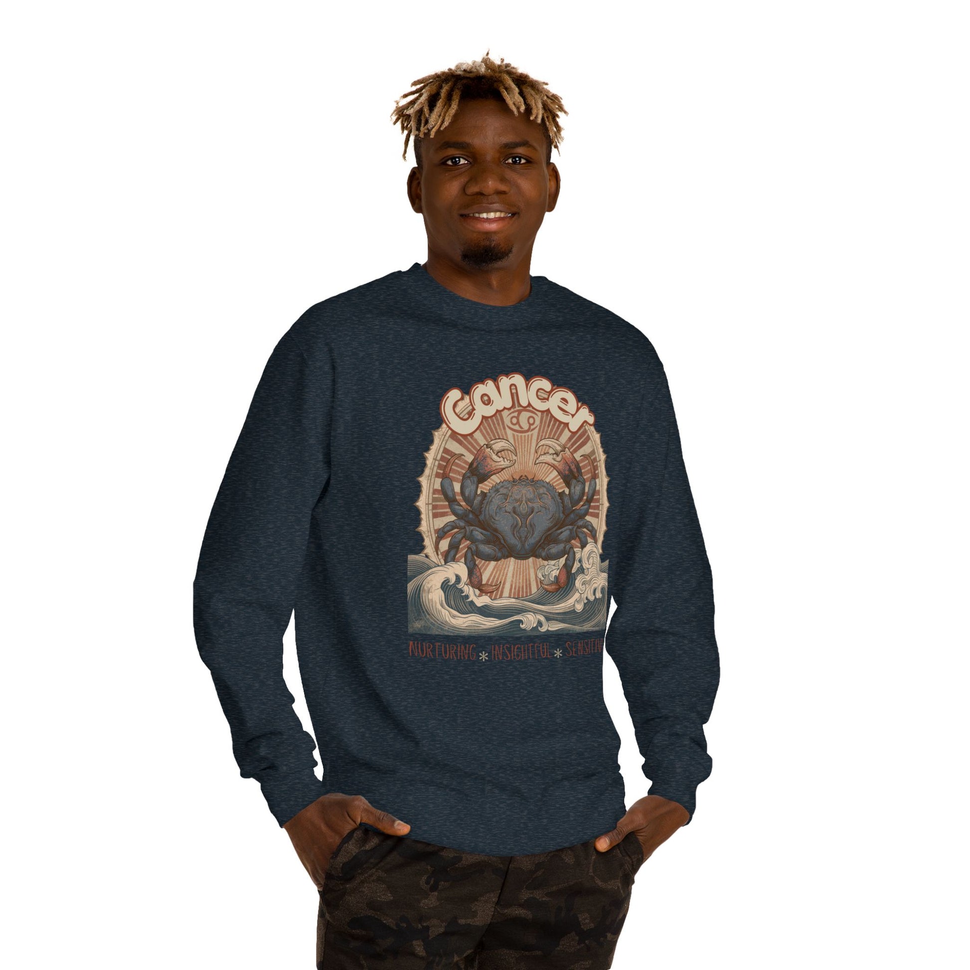 Retro inspired Horoscope for Cancer Zodiac sign Crewneck Sweatshirt — Giftable for Cancer birthdays