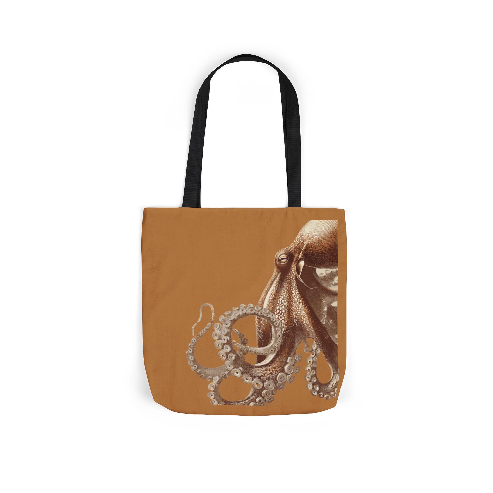 Nautical Octopus Canvas Tote Bag with Color Straps, Boho Beach Bag, Eco-Friendly Grocery Tote, Gift for Sea Lovers, Nautical Art Tote