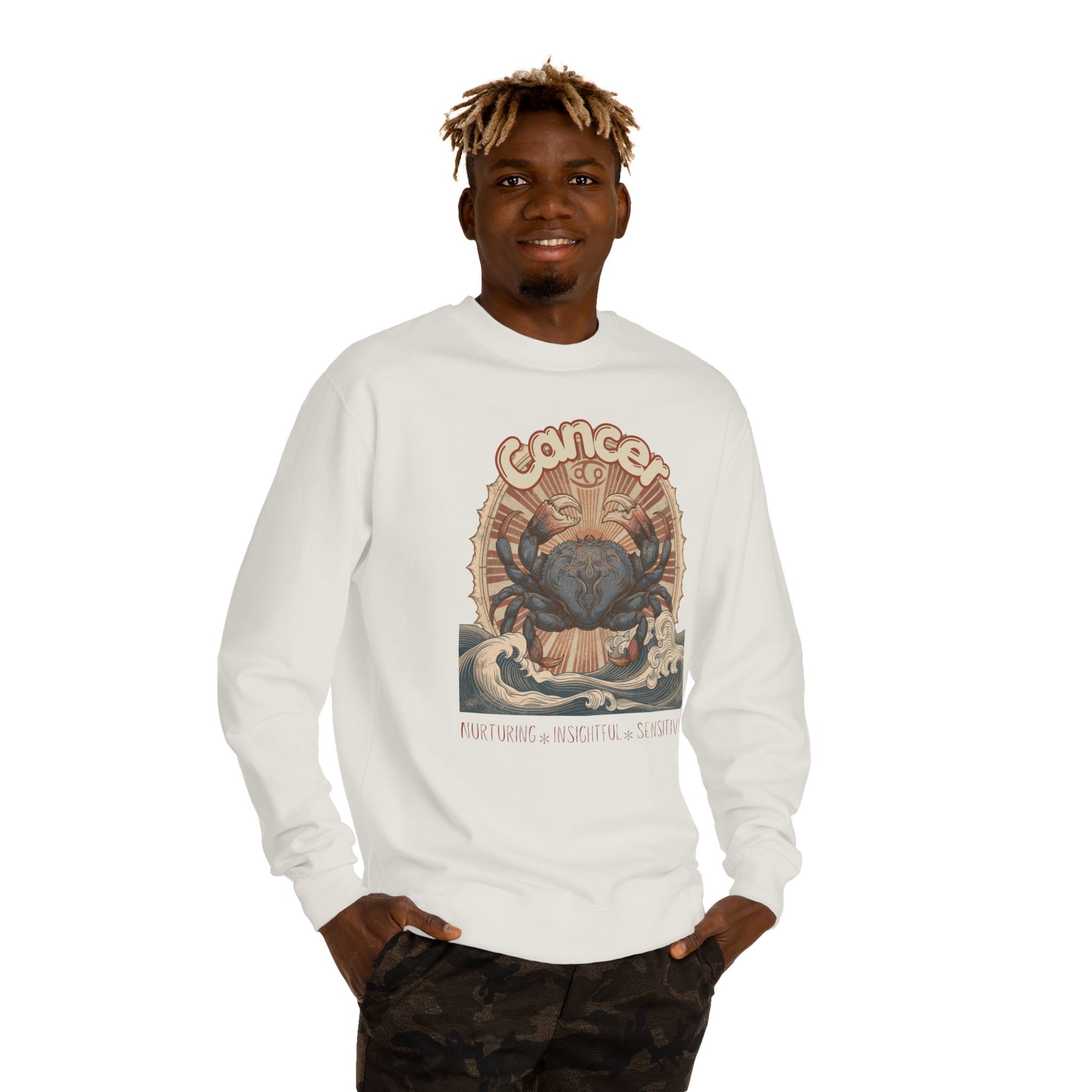 Retro inspired Horoscope for Cancer Zodiac sign Crewneck Sweatshirt — Giftable for Cancer birthdays