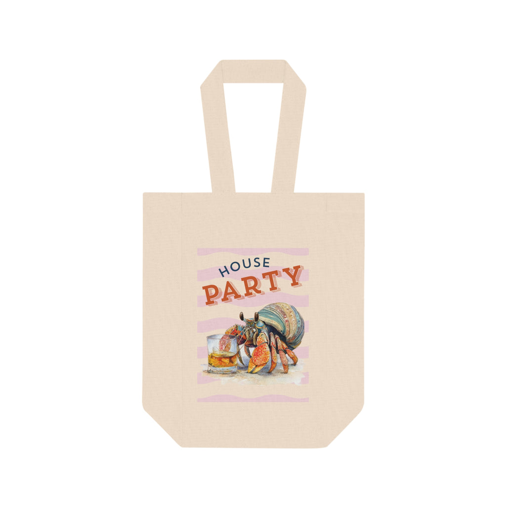 Wine Tote Bag — "House Party" Double Bottle Carrier Tote