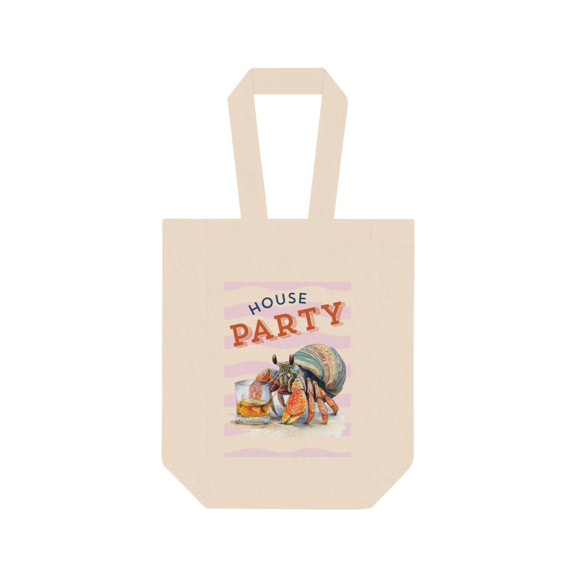 Wine Tote Bag — "House Party" Double Bottle Carrier Tote