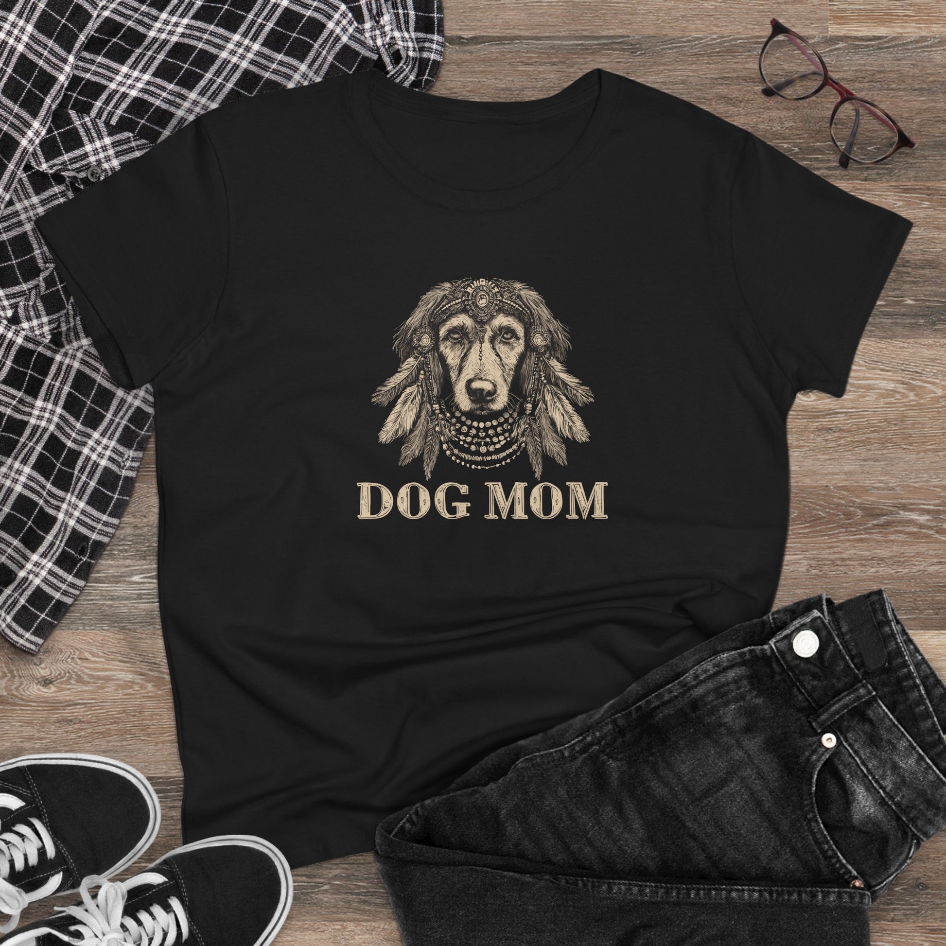 Dog Mom Women's Tee, Cute Dog Lover Shirt, Pet-Inspired Cotton Tee, Gift for Dog Moms, Animal Lover Apparel