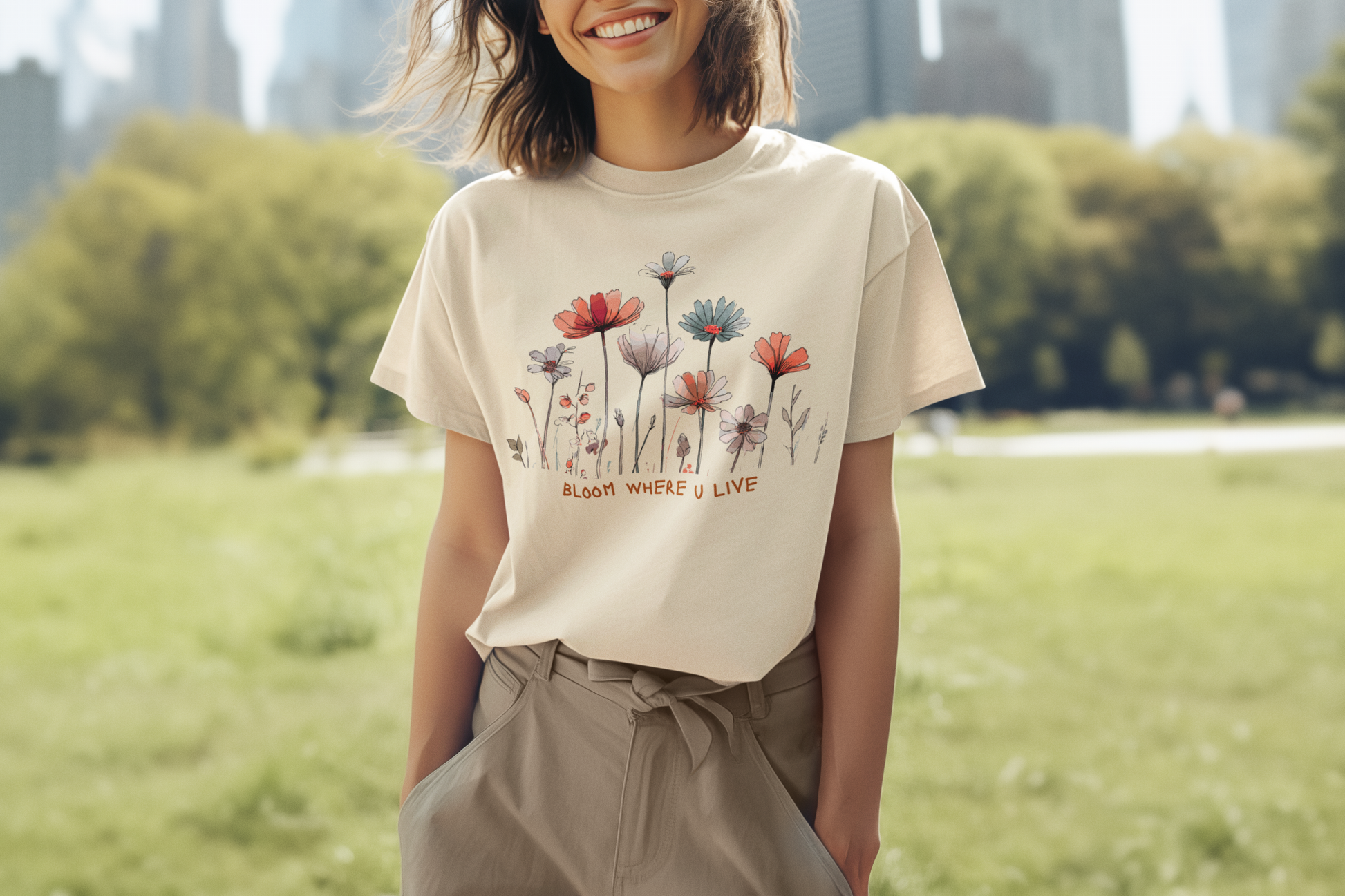 Wild Flower Graphic T-shirt, Modern, simple, nice gift idea