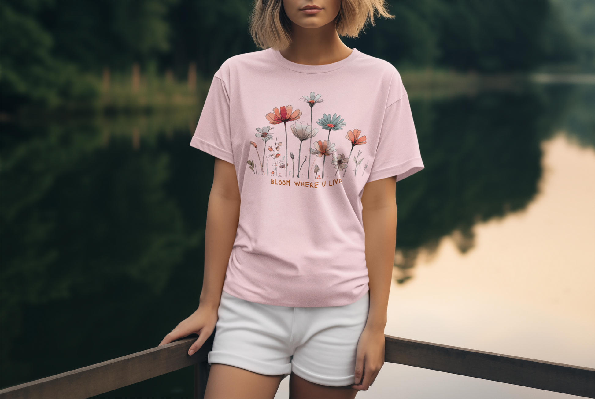 Wild Flower Graphic T-shirt, Modern, simple, nice gift idea