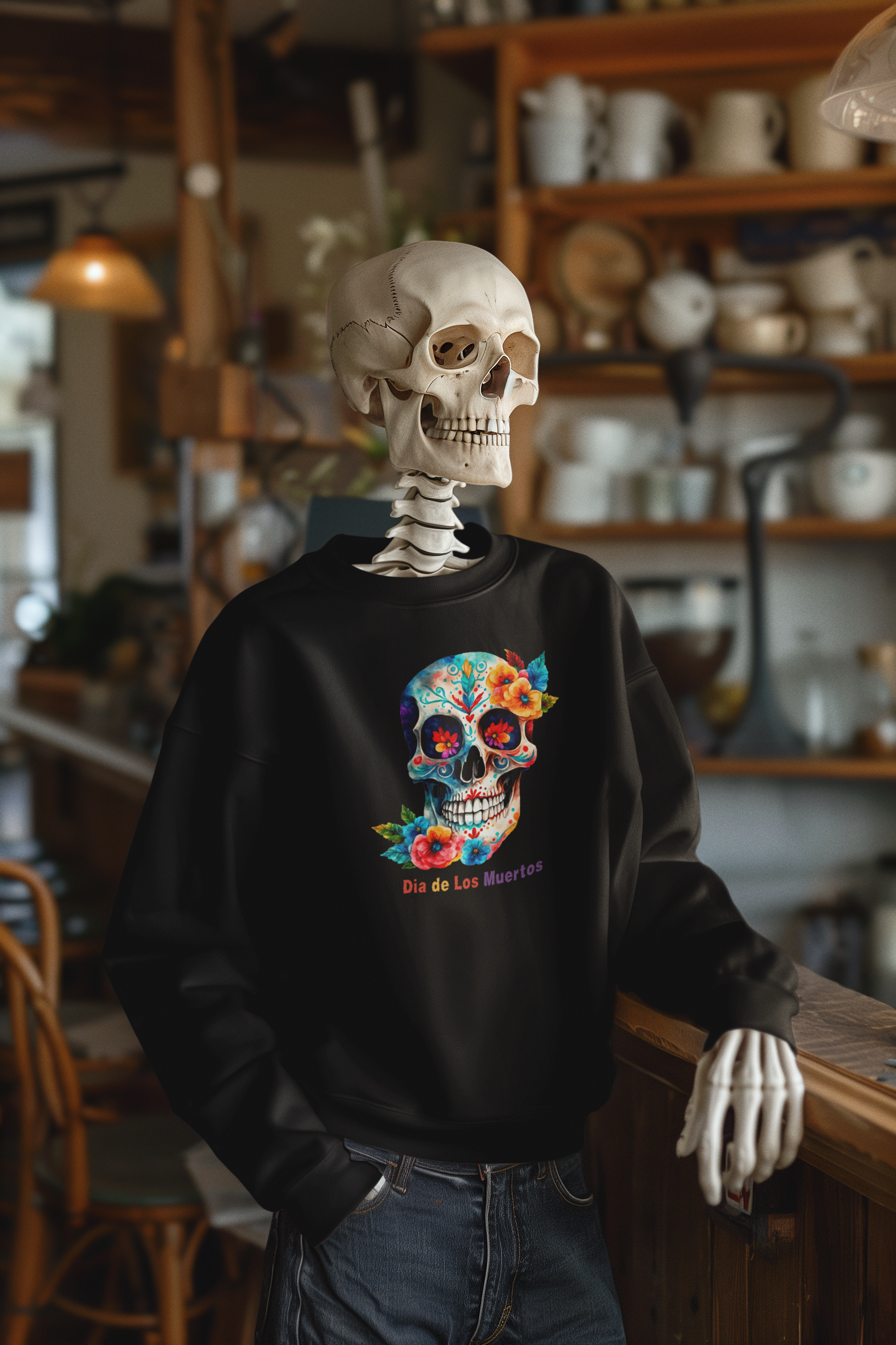 Day of the Dead, Dia de los Muertos Crewneck Sweatshirt - Halloween, Costume Unisex