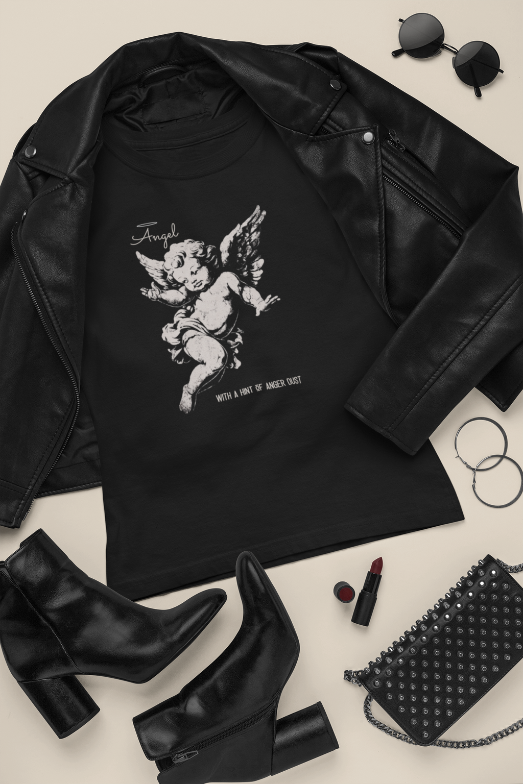 Vintage Cherub T-shirt - Classic Angel Design for Women