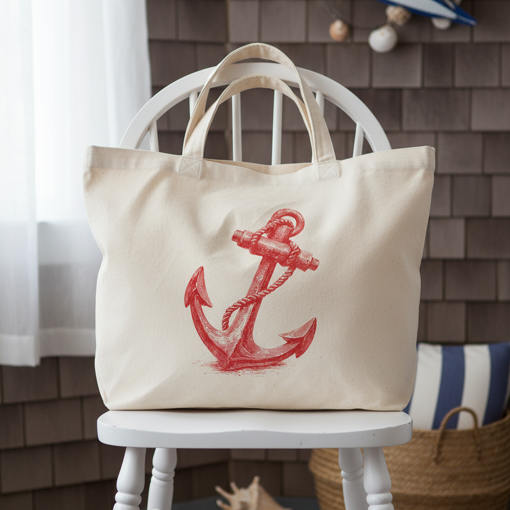 Stylish Anchor Canvas Tote Bag Perfect for Beach Days Eco Friendly Shopping Everyday Use Unique Gift for anyone that loves the ocean Nautical Lovers