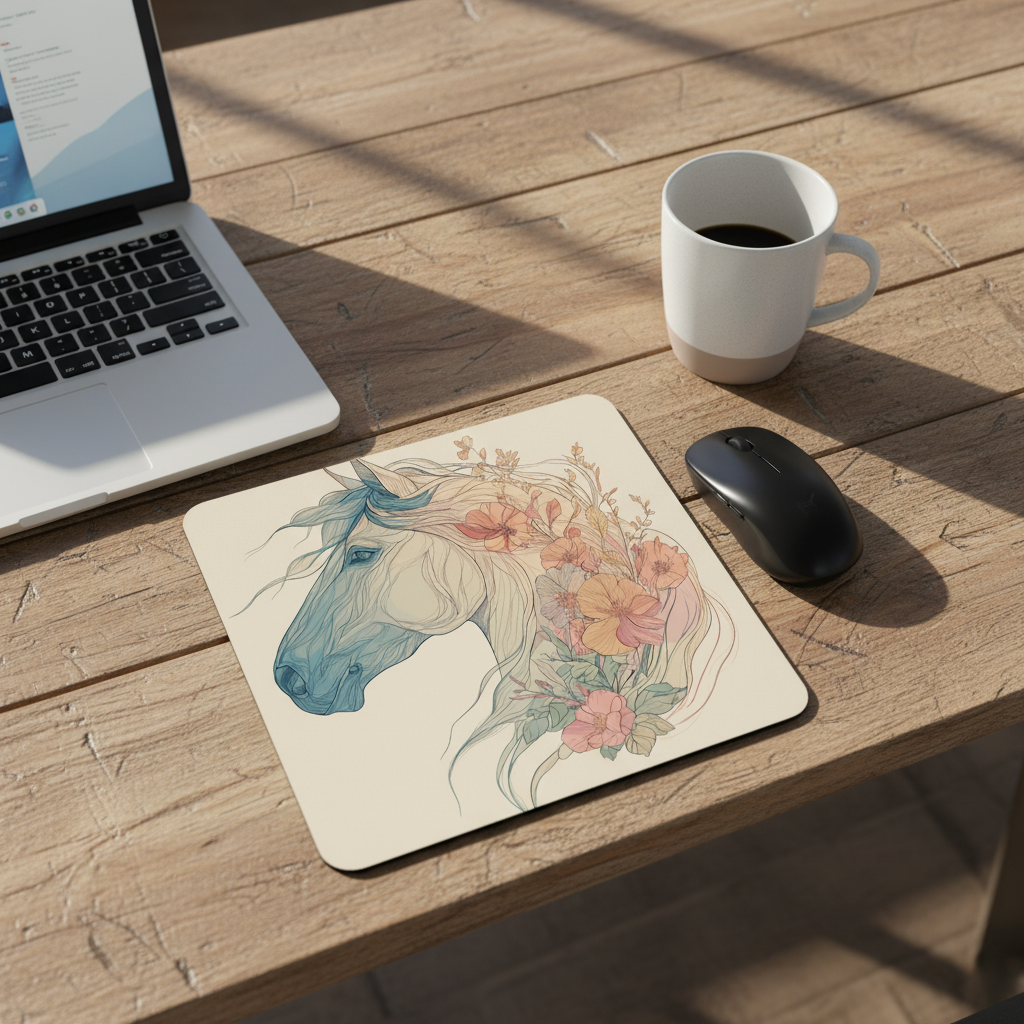 Horse lover inspired mouse pad Nature inspired boho vibe Mouse Pad equestrian tech gifts floral horse desk accessory