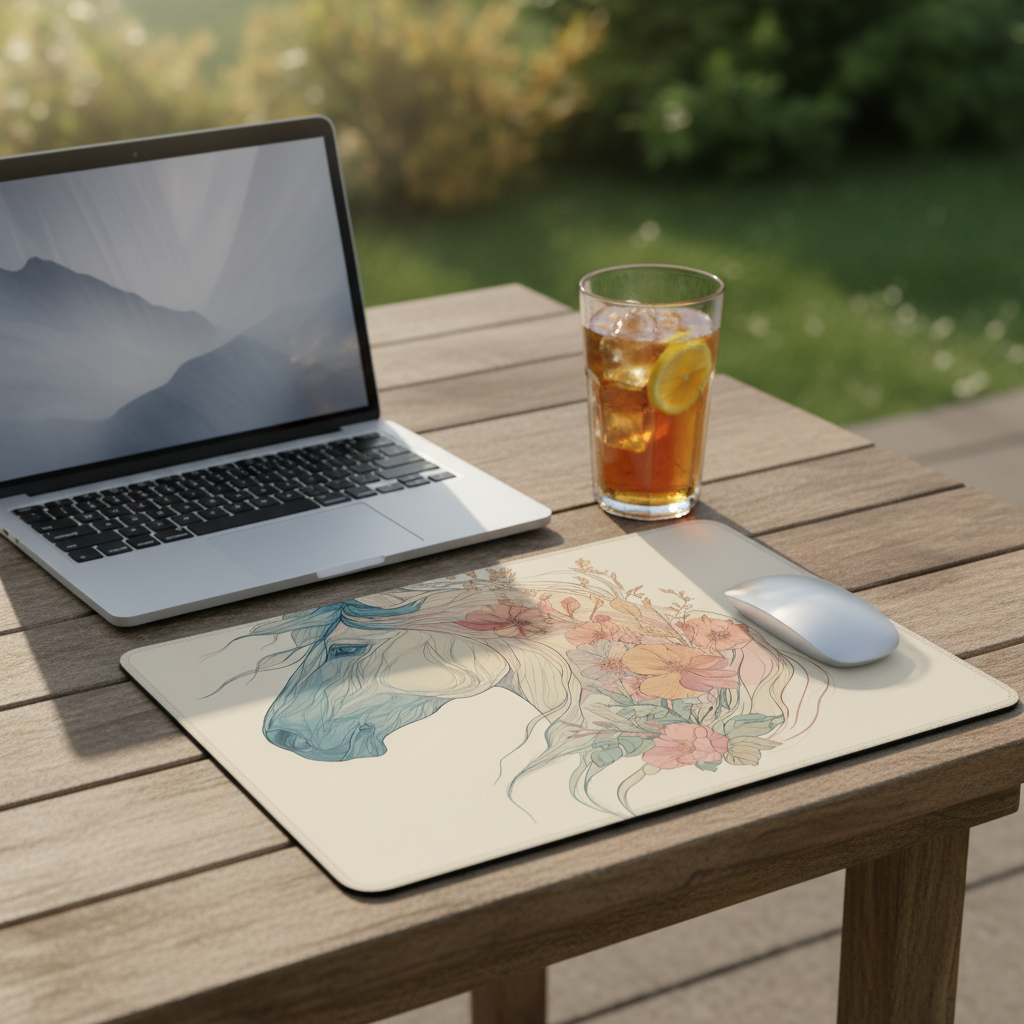 Horse lover inspired mouse pad Nature inspired boho vibe Mouse Pad equestrian tech gifts floral horse desk accessory