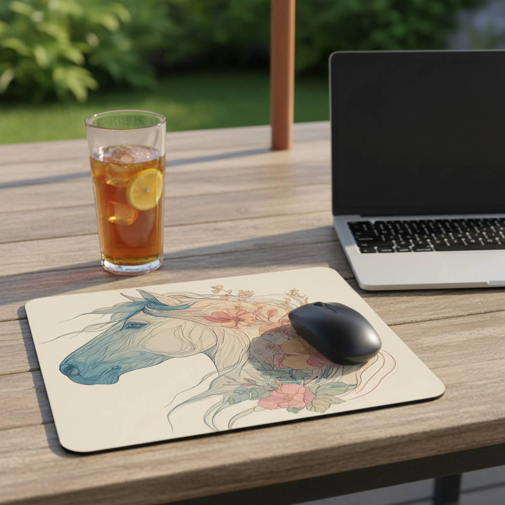 Horse lover inspired mouse pad Nature inspired boho vibe Mouse Pad equestrian tech gifts floral horse desk accessory