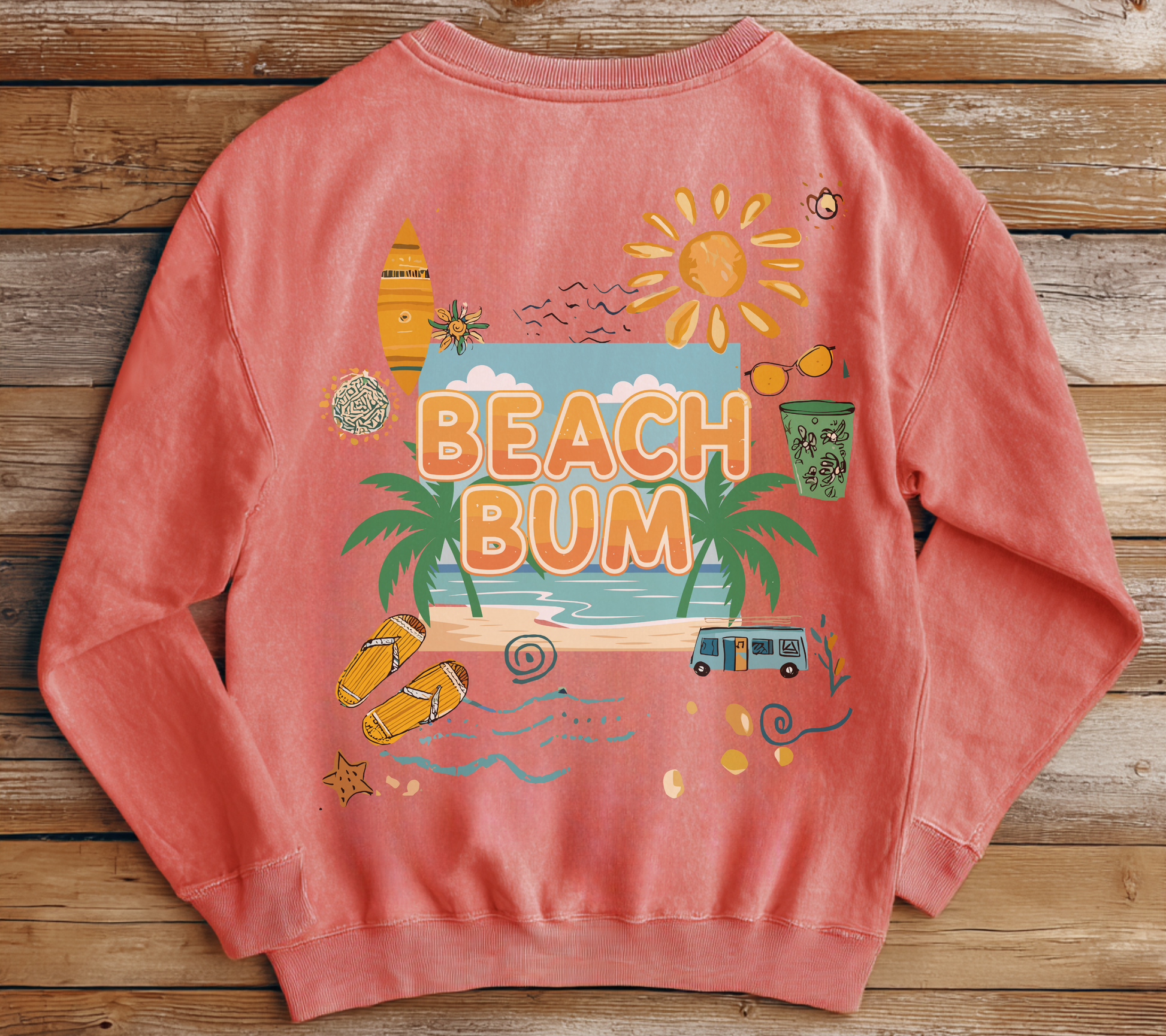 Beach Bum Sweatshirt The Vacation Crewneck Retro Surf inspired Pullover Beach lovers sweatshirt