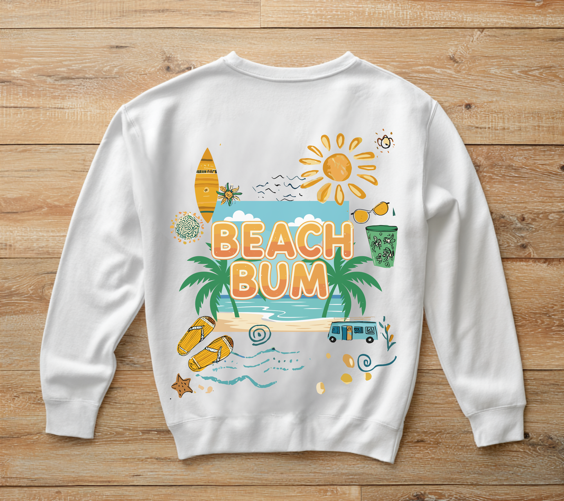 Beach Bum Sweatshirt The Vacation Crewneck Retro Surf inspired Pullover Beach lovers sweatshirt