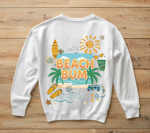 Beach Bum Sweatshirt The Vacation Crewneck Retro Surf inspired Pullover Beach lovers sweatshirt