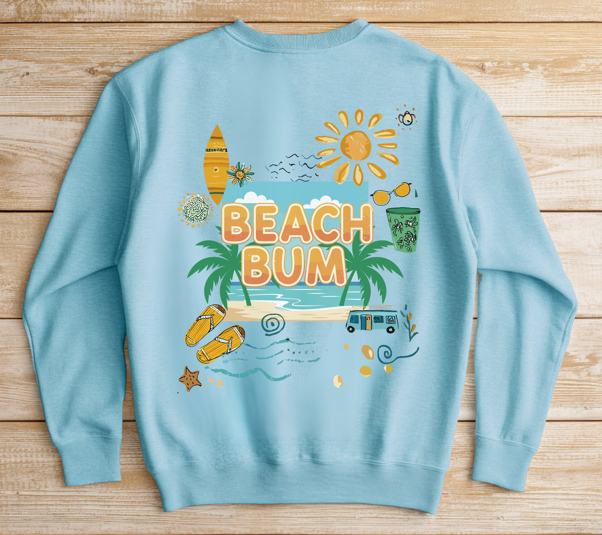 Beach Bum Sweatshirt The Vacation Crewneck Retro Surf inspired Pullover Beach lovers sweatshirt