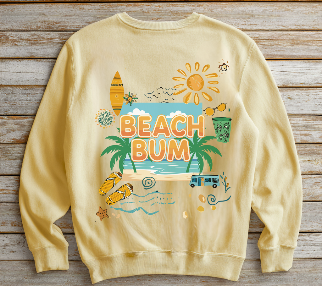 Beach Bum Sweatshirt The Vacation Crewneck Retro Surf inspired Pullover Beach lovers sweatshirt