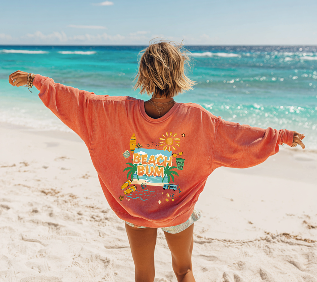 Beach Bum Sweatshirt The Vacation Crewneck Retro Surf inspired Pullover Beach lovers sweatshirt