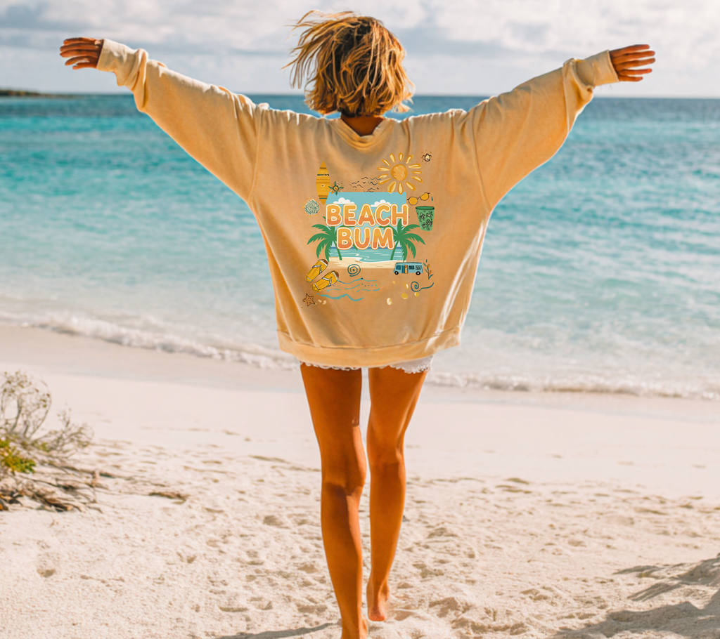 Beach Bum Sweatshirt The Vacation Crewneck Retro Surf inspired Pullover Beach lovers sweatshirt