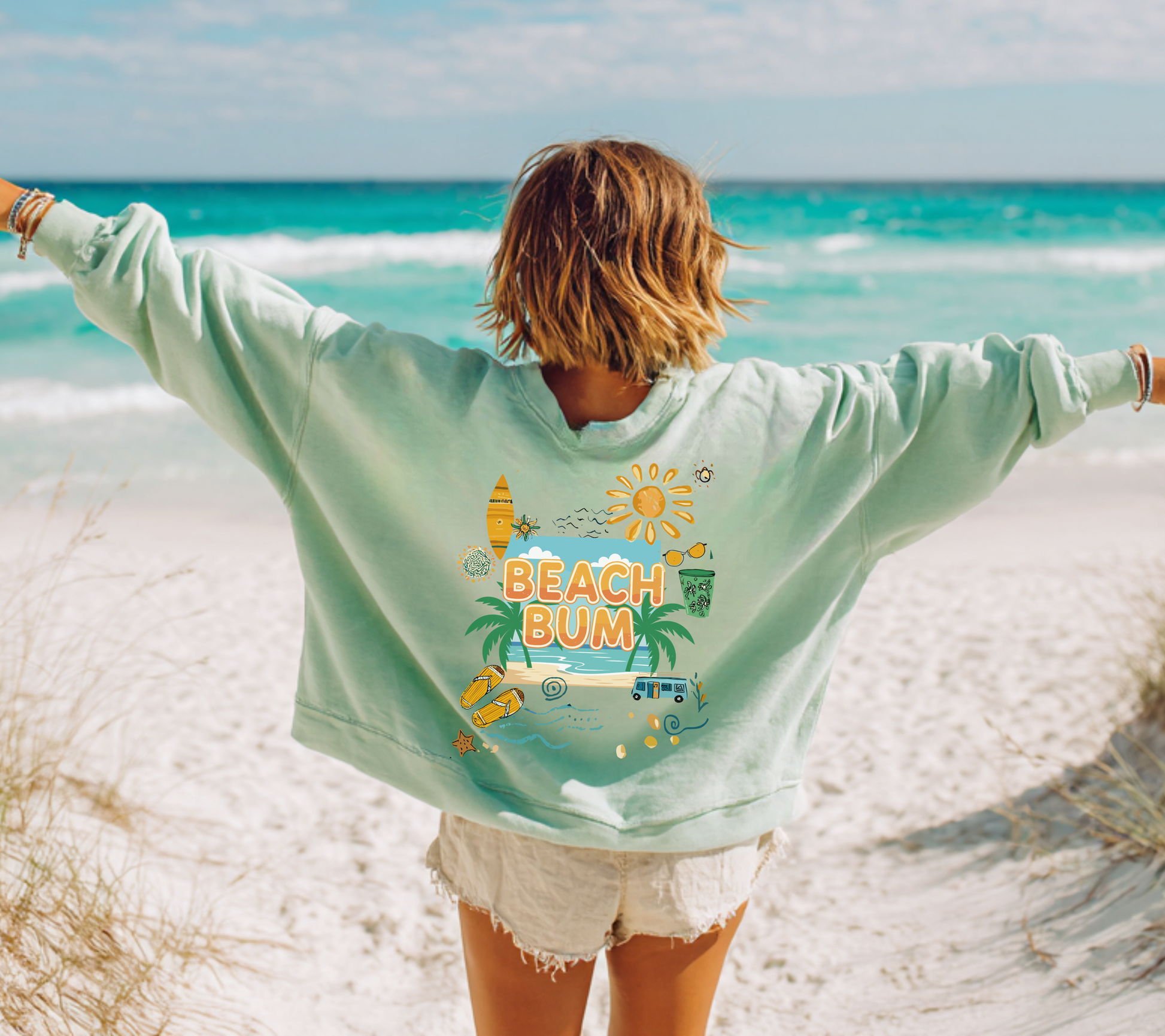 Beach Bum Sweatshirt The Vacation Crewneck Retro Surf inspired Pullover Beach lovers sweatshirt