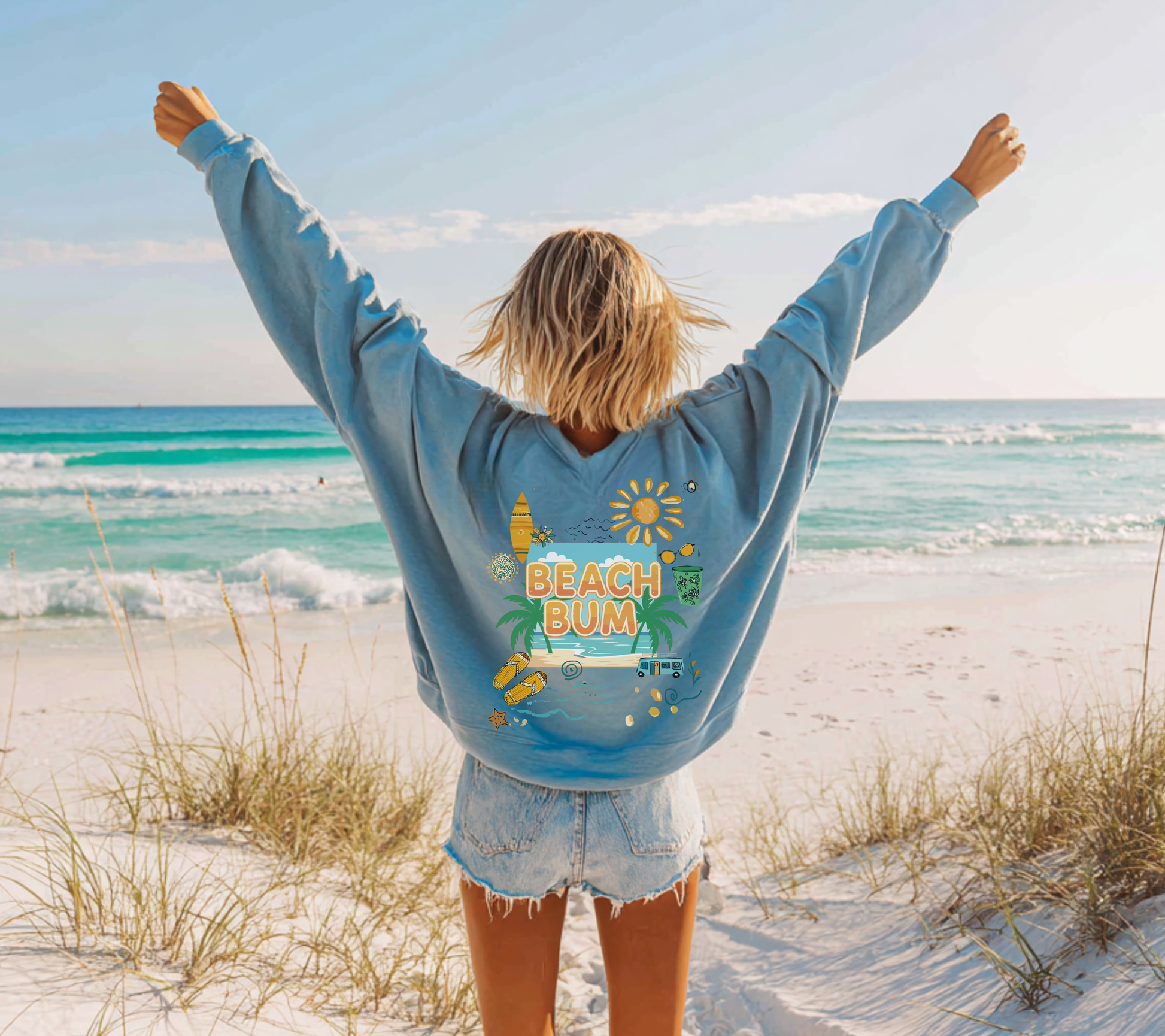 Beach Bum Sweatshirt The Vacation Crewneck Retro Surf inspired Pullover Beach lovers sweatshirt