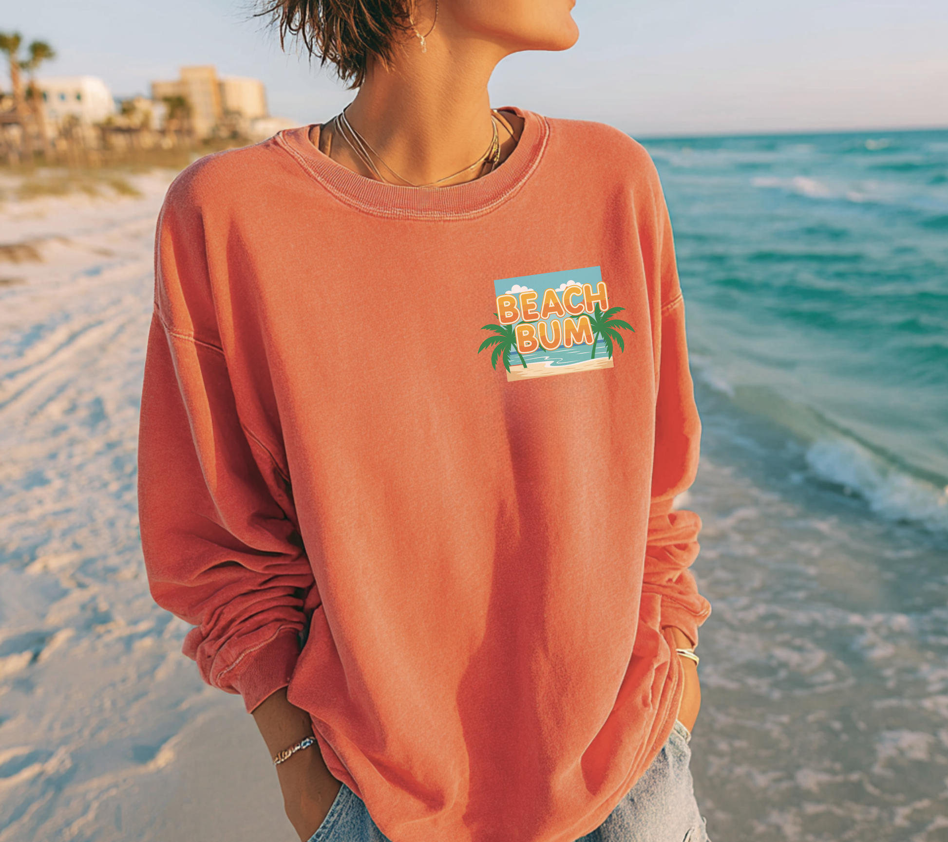Beach Bum Sweatshirt The Vacation Crewneck Retro Surf inspired Pullover Beach lovers sweatshirt