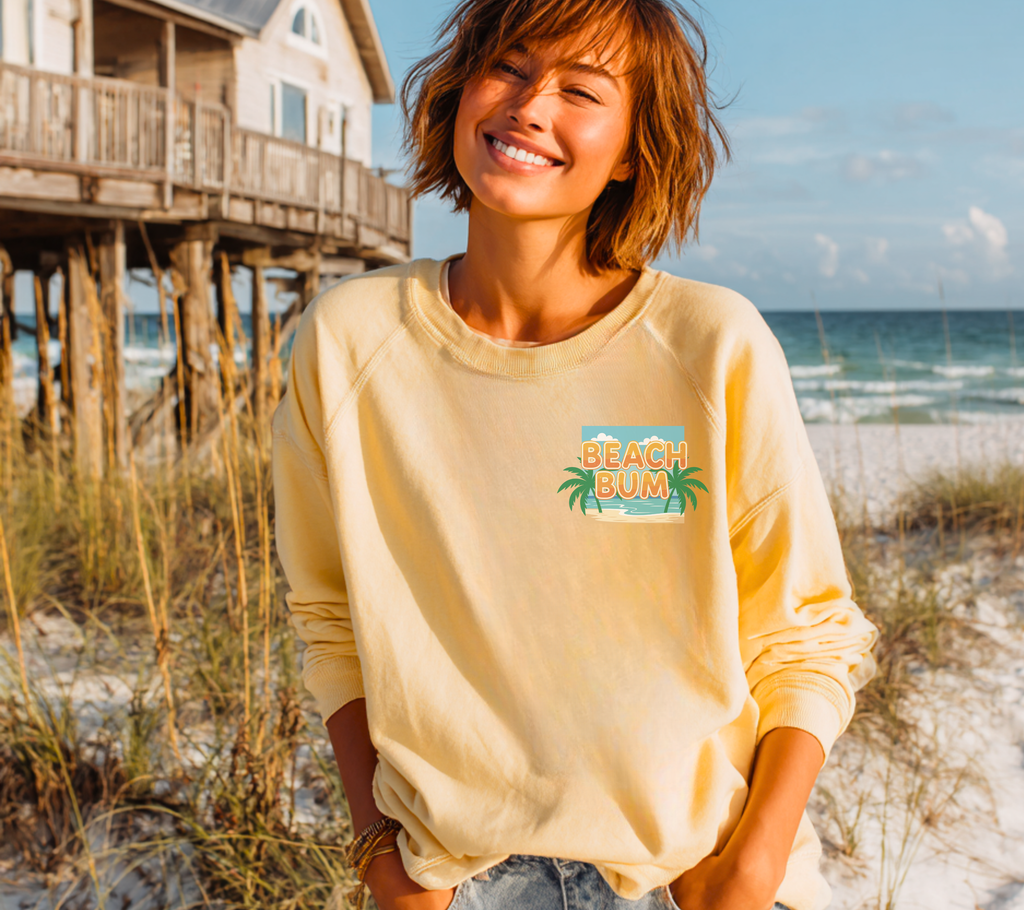 Beach Bum Sweatshirt The Vacation Crewneck Retro Surf inspired Pullover Beach lovers sweatshirt