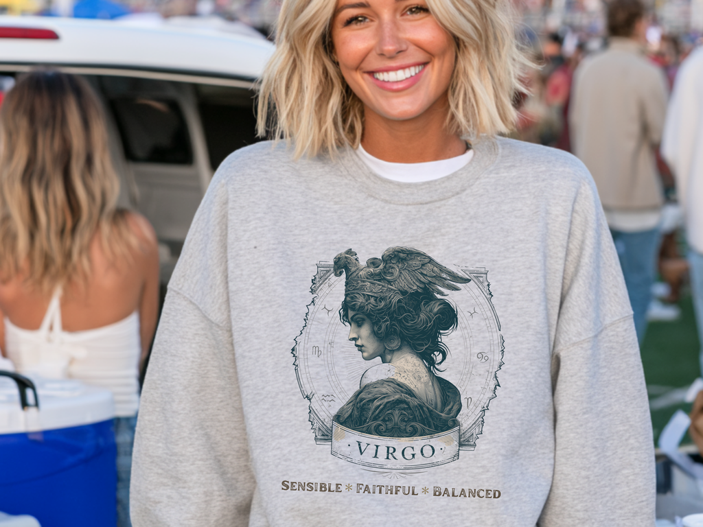 Vintage Inspired Virgo Zodiac Crewneck Sweatshirt — Horoscope giftable  Astrologer cute Graphic