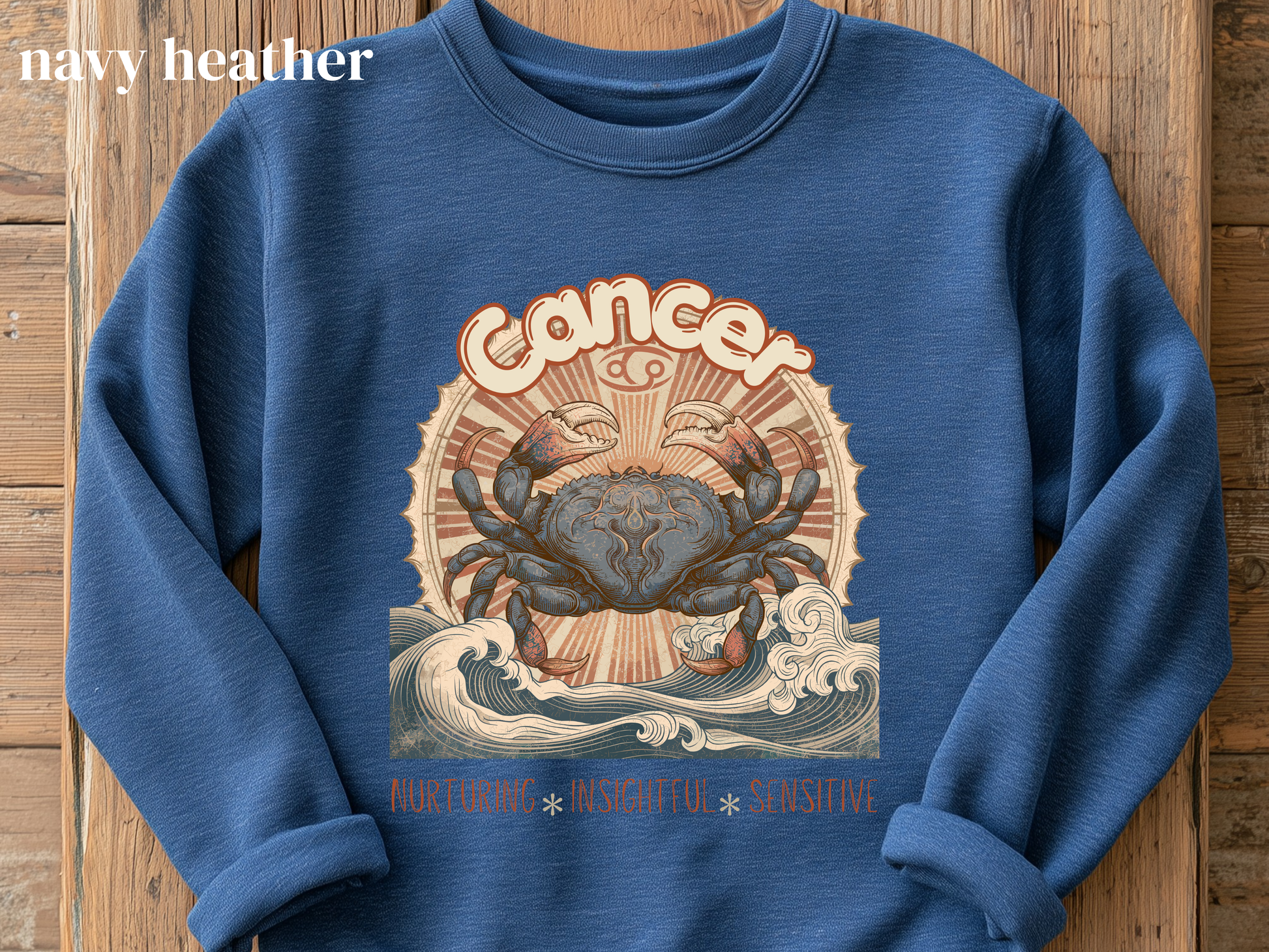 Retro inspired Horoscope for Cancer Zodiac sign Crewneck Sweatshirt — Giftable for Cancer birthdays