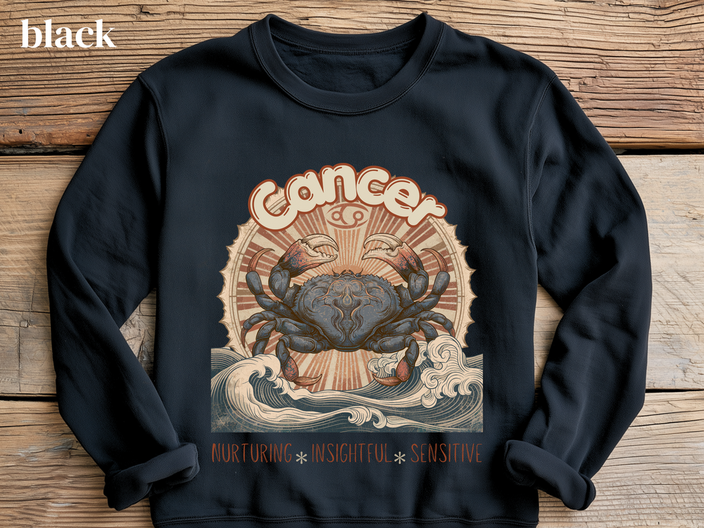 Retro inspired Horoscope for Cancer Zodiac sign Crewneck Sweatshirt — Giftable for Cancer birthdays