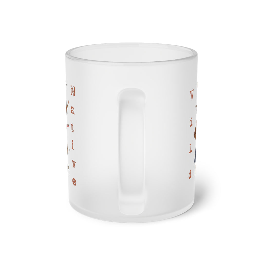 Feather boho inspired Frosted Glass Mug Wild & Native Vibes Artistic freespirited giftable Coffee Cup
