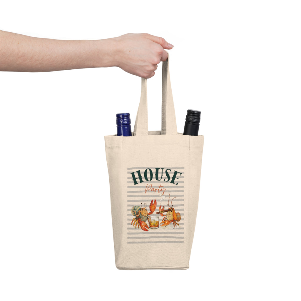 Double Wine Tote — 'House Party' Coastal Crab Wine Carrier