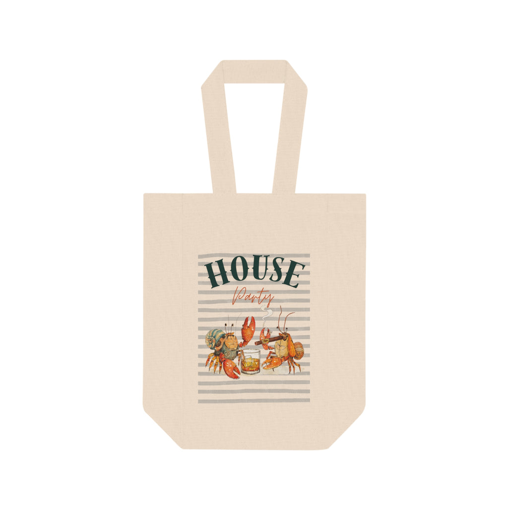 Double Wine Tote — 'House Party' Coastal Crab Wine Carrier