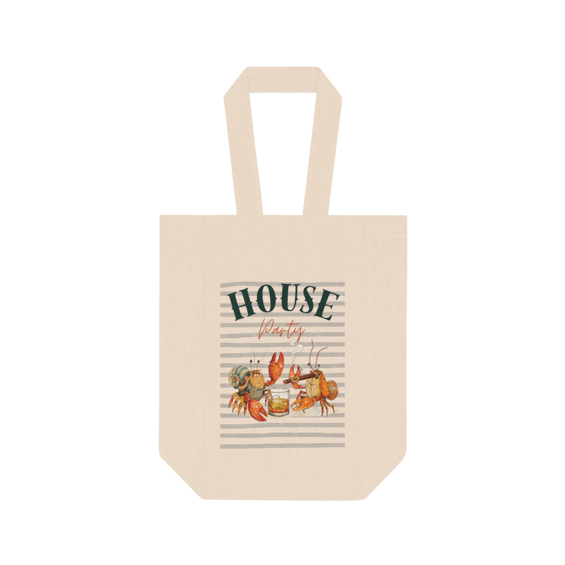 Double Wine Tote — 'House Party' Coastal Crab Wine Carrier