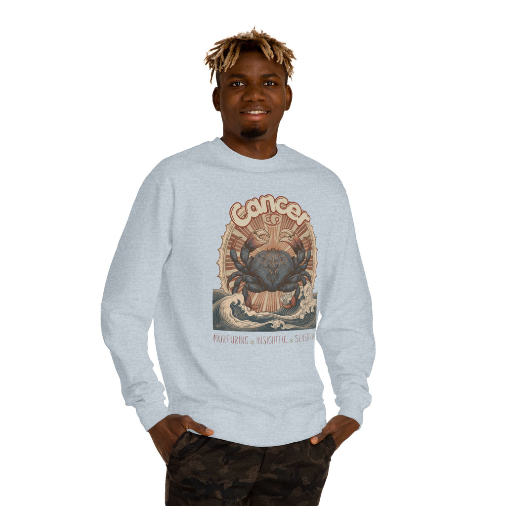 Retro inspired Horoscope for Cancer Zodiac sign Crewneck Sweatshirt — Giftable for Cancer birthdays
