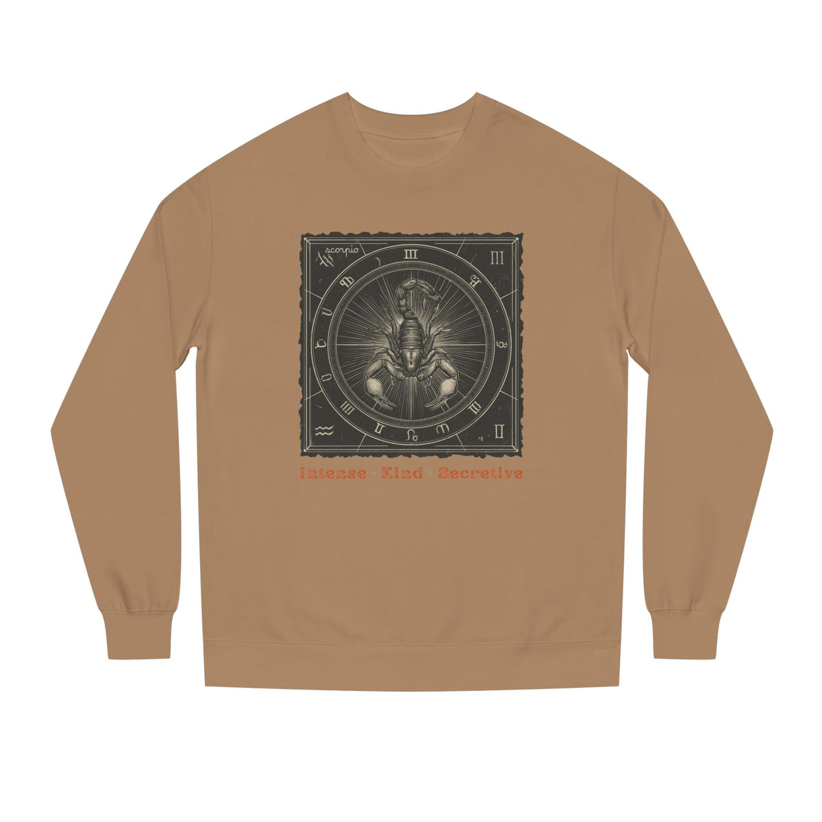 Vintage inspired Horoscope for Scorpio Sweatshirt — Intense • Kind • Secretive Giftable Zodiac crew unisex sweatshirt