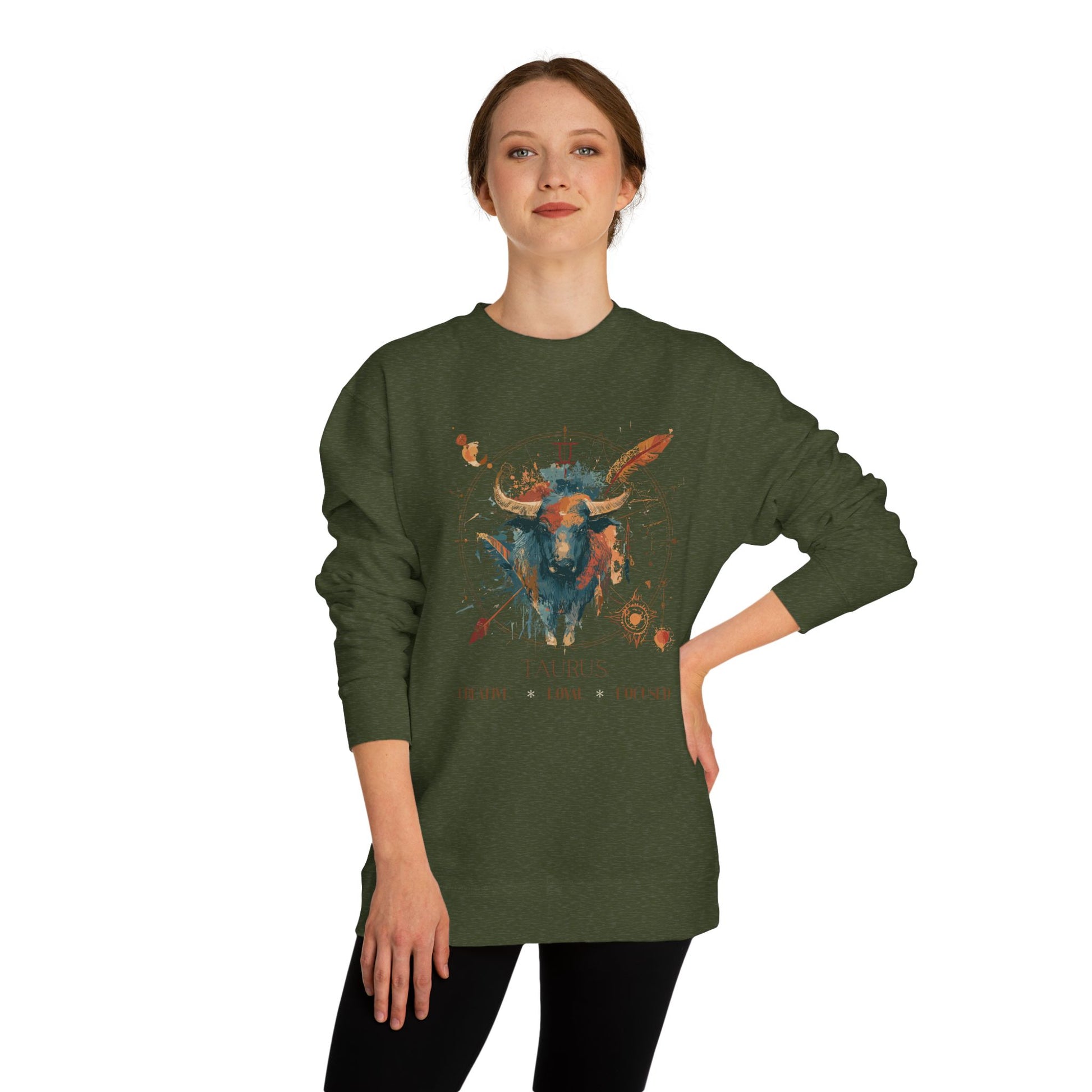 Retro inspired Taurus Zodiac Crewneck Sweatshirt — Muted desert colors Horoscope birthdays giftables