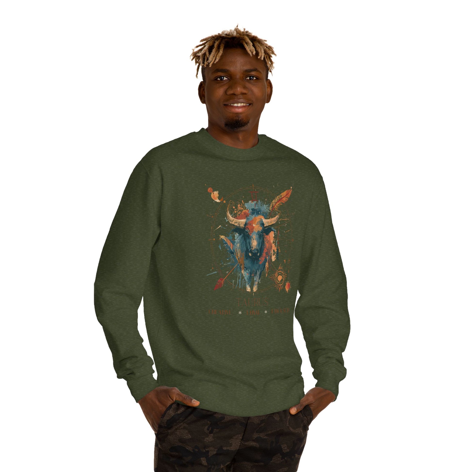 Retro inspired Taurus Zodiac Crewneck Sweatshirt — Muted desert colors Horoscope birthdays giftables