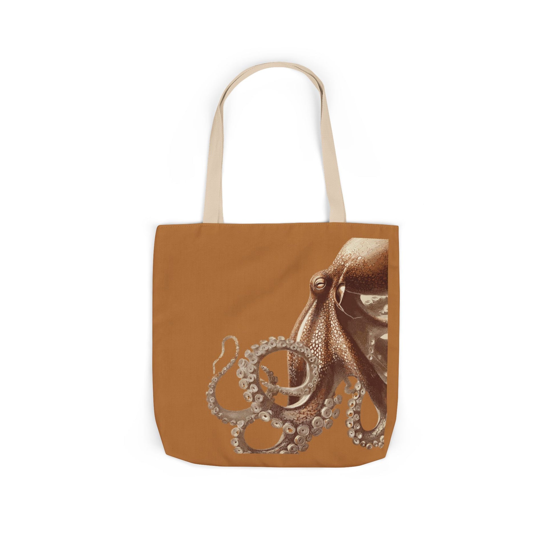 Nautical Octopus Canvas Tote Bag with Color Straps, Boho Beach Bag, Eco-Friendly Grocery Tote, Gift for Sea Lovers, Nautical Art Tote