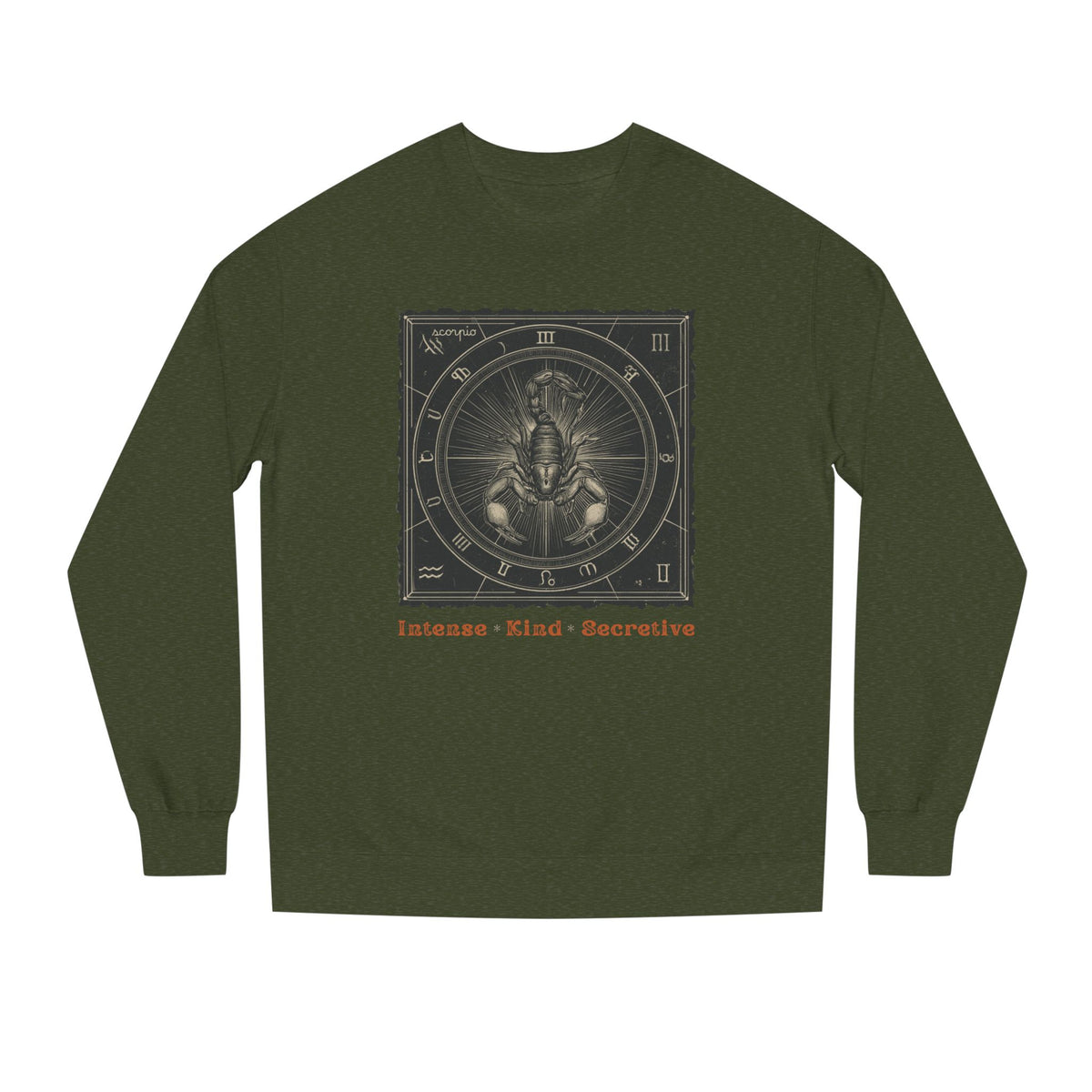 Vintage inspired Horoscope for Scorpio Sweatshirt — Intense • Kind • Secretive Giftable Zodiac crew unisex sweatshirt
